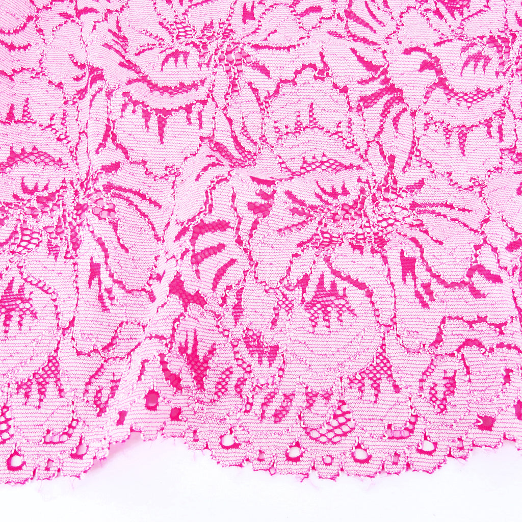 Double Scalloped Lace Fabric 9739 Raspberry