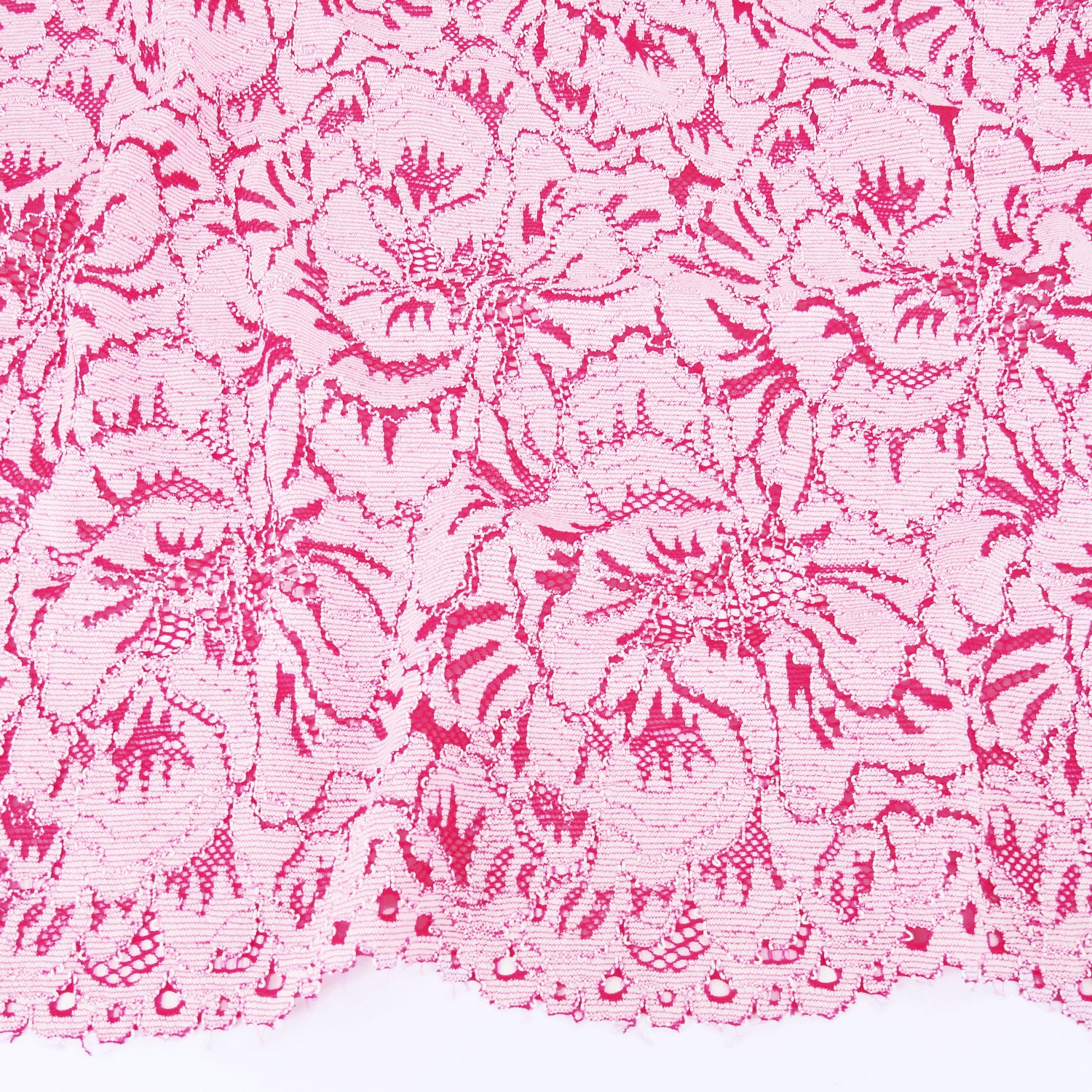 Double Scalloped Lace Fabric 9739 Raspberry
