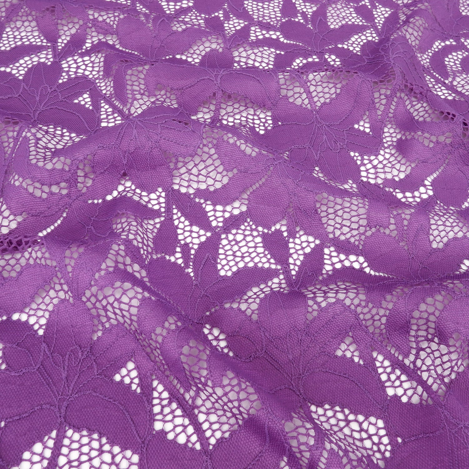 Embroidered Double Sided Border Stretch Klauber Lace Fabric 9807 Anemone