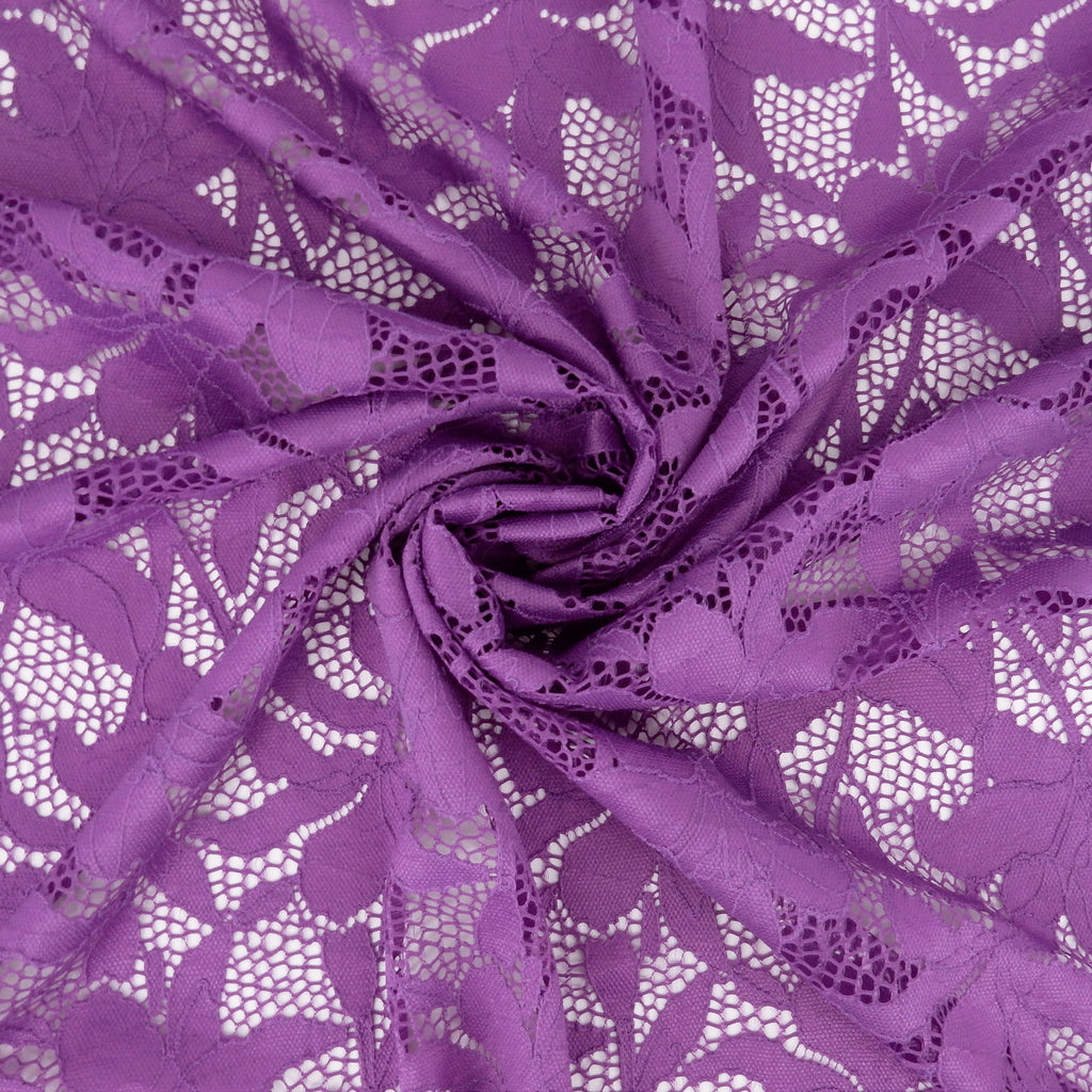 Embroidered Double Sided Border Stretch Lace Fabric 9807 Anemone