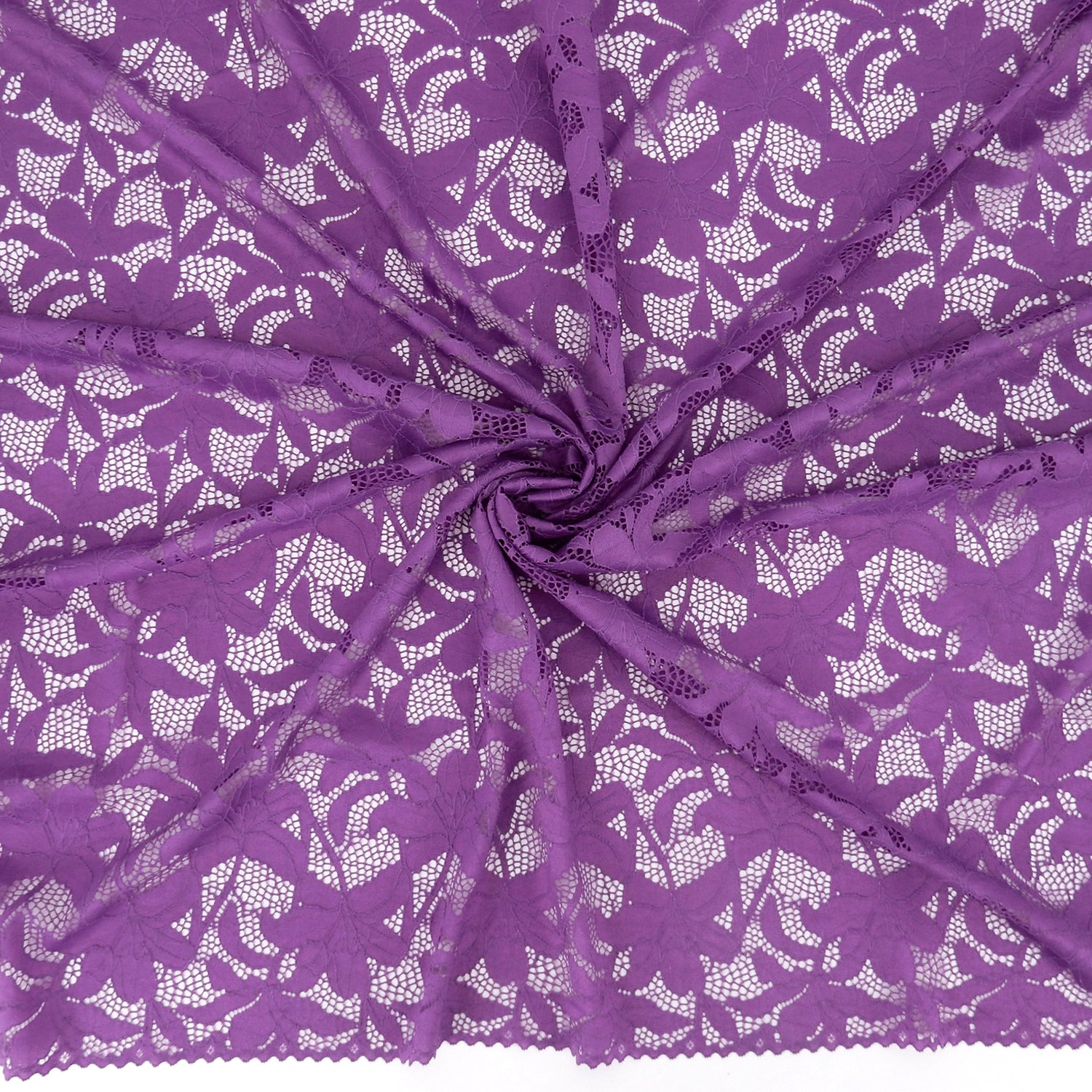 Embroidered Double Sided Border Stretch Klauber Lace Fabric 9807 Anemone