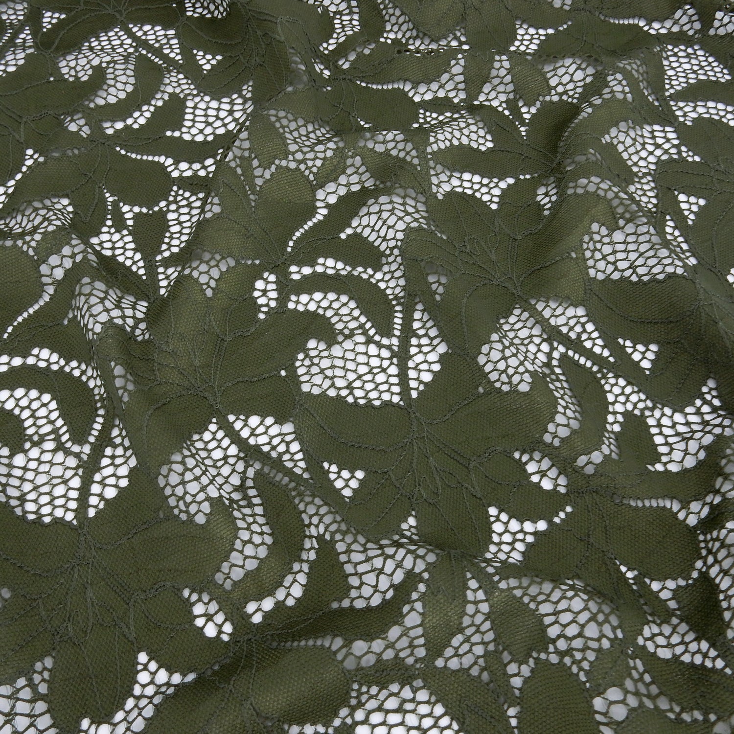 Embroidered Double Sided Border Stretch Klauber Lace Fabric 9807 Algue