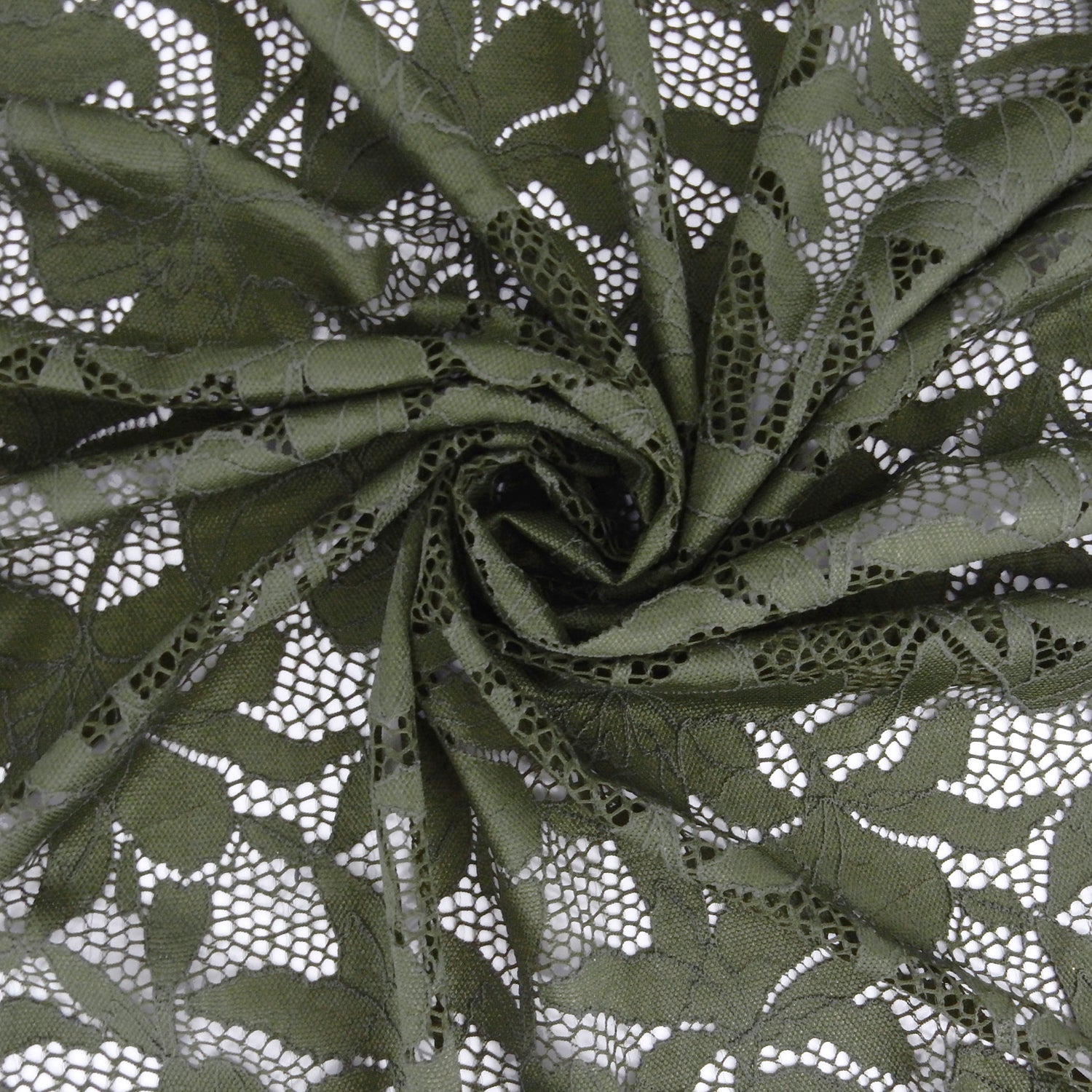 Embroidered Double Sided Border Stretch Klauber Lace Fabric 9807 Algue
