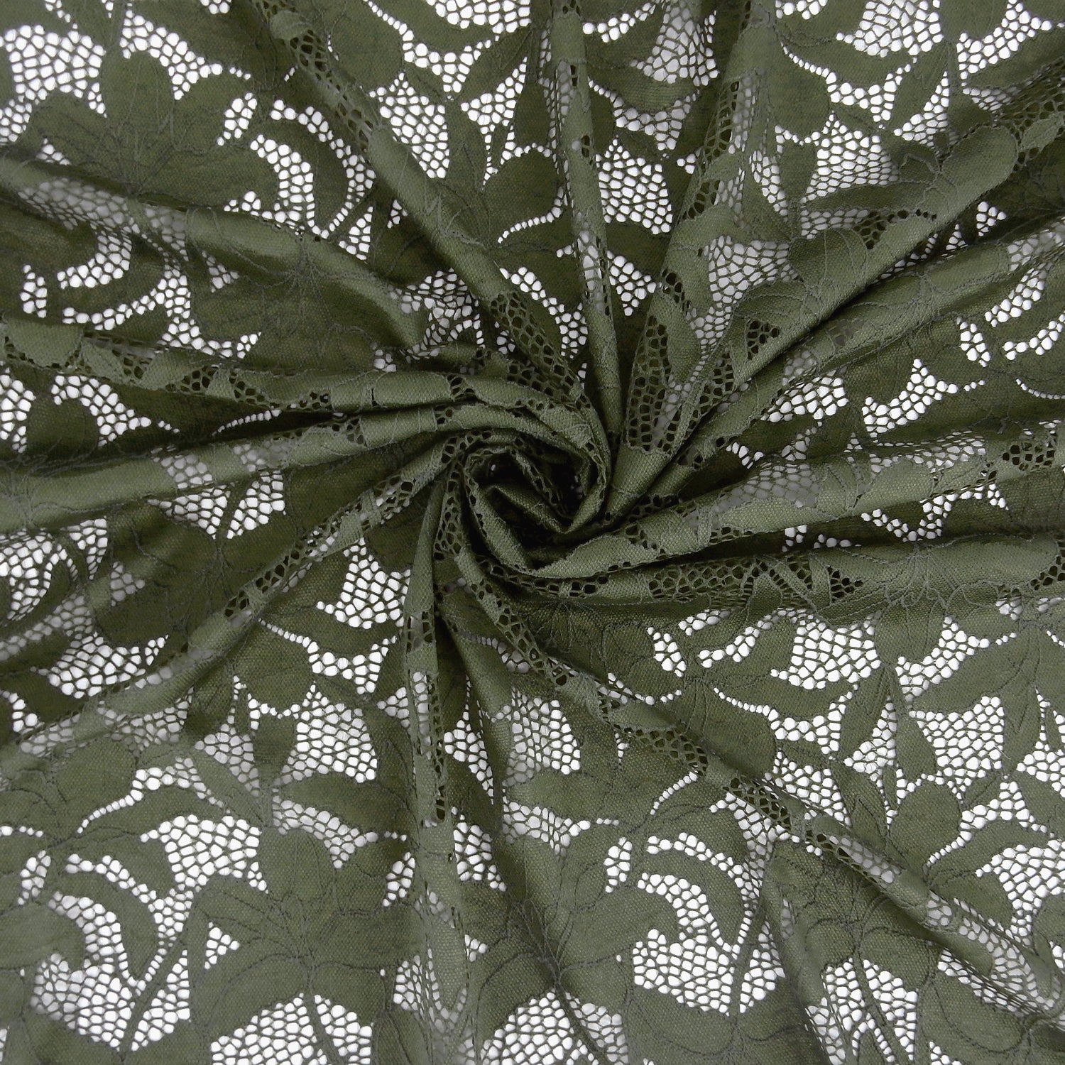 Embroidered Double Sided Border Stretch Klauber Lace Fabric 9807 Algue