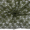 Embroidered Double Sided Border Stretch Lace Fabric 9807 Algue