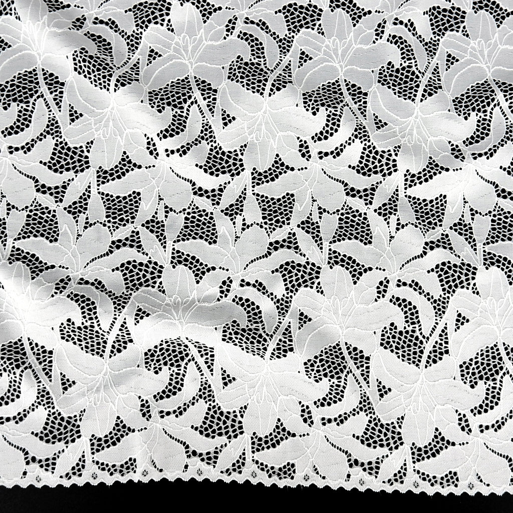 Embroidered Double Sided Border Stretch Lace Fabric 9807 P.F.D.