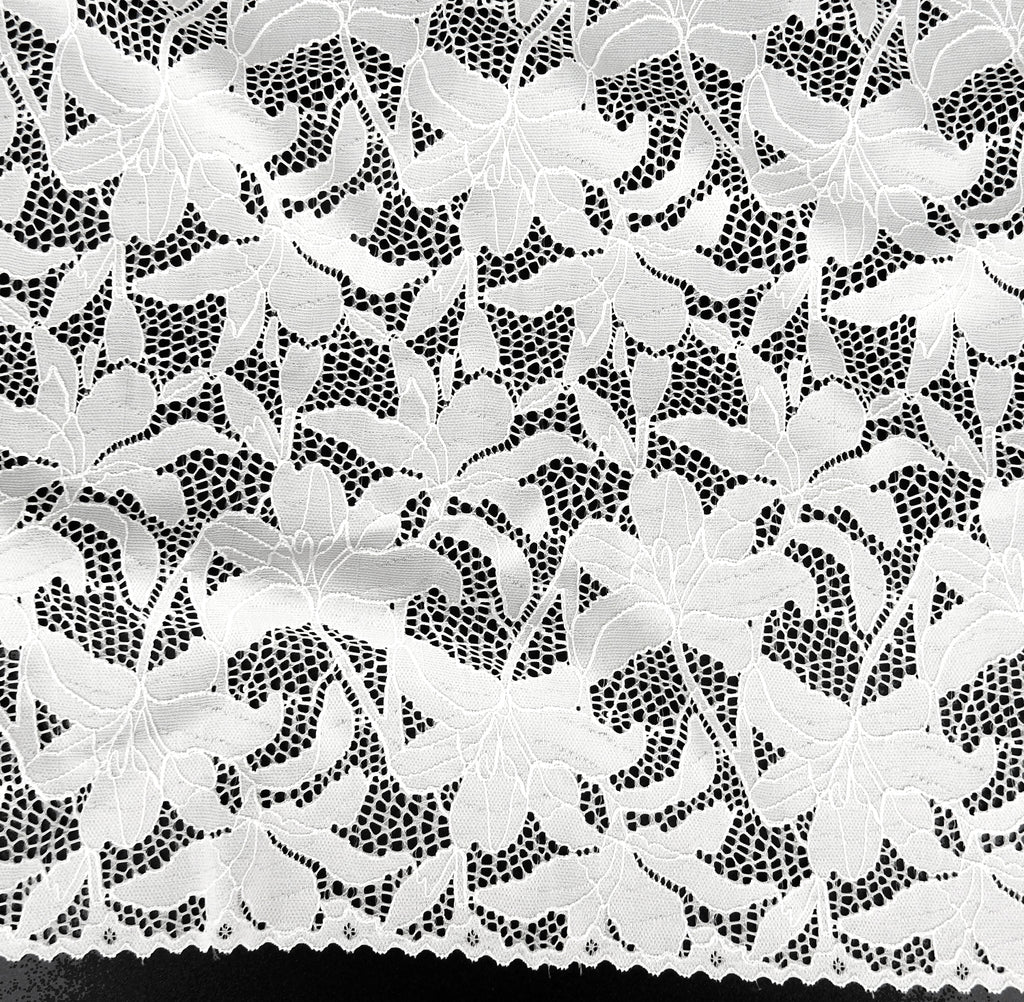 Embroidered Double Sided Border Stretch Lace Fabric 9807 P.F.D.