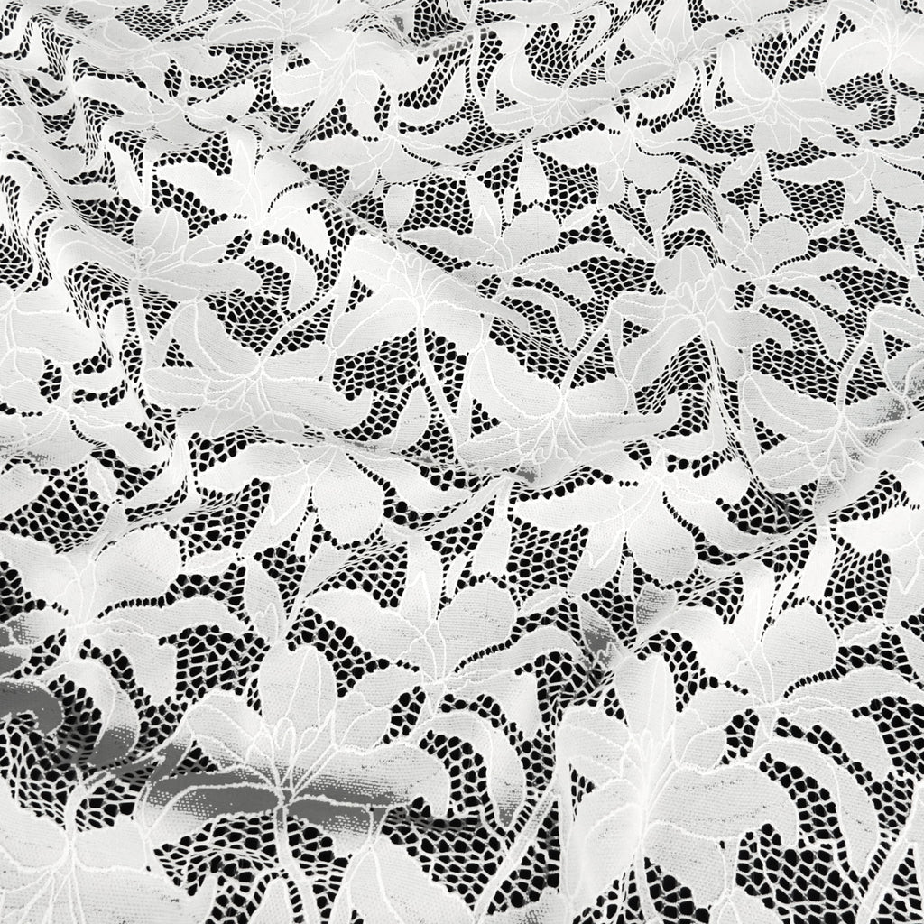Embroidered Double Sided Border Stretch Lace Fabric 9807 P.F.D.