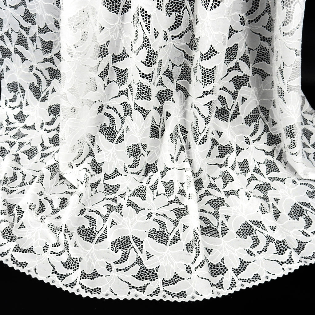 Embroidered Double Sided Border Stretch Lace Fabric 9807 P.F.D.