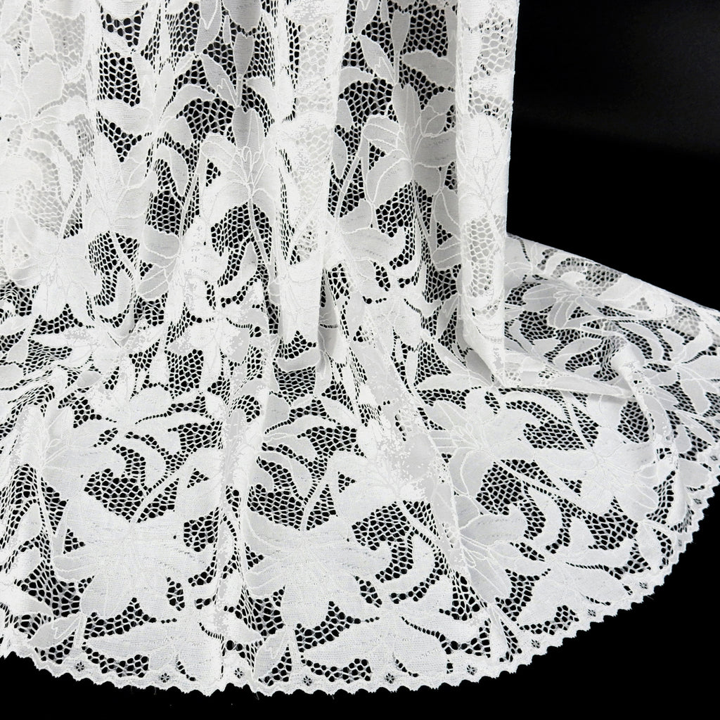 Embroidered Double Sided Border Stretch Lace Fabric 9807 P.F.D.