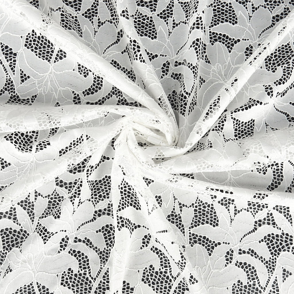 Embroidered Double Sided Border Stretch Lace Fabric 9807 P.F.D.