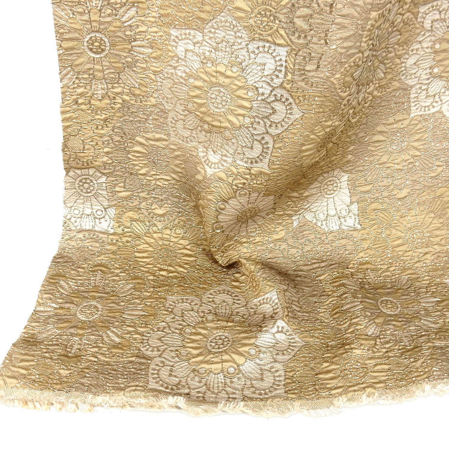 Metallic Brocade Fabric 407 Gold, Beige & Metallic Gold
