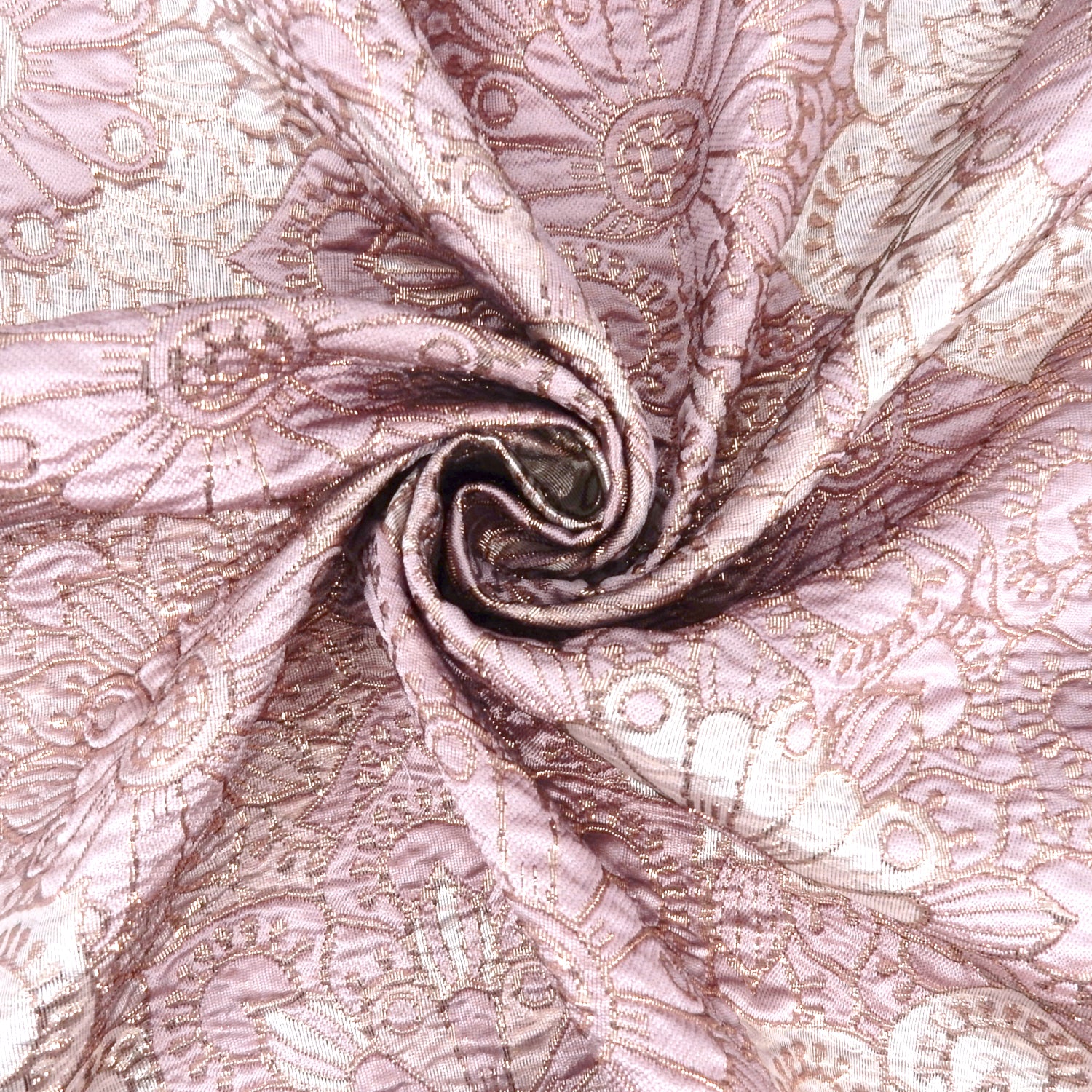 Metallic Brocade Fabric 408 Dusty Mauve, Silver & Metallic Gold
