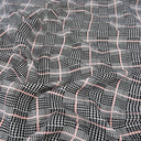 Coral Printed Plaid Stretch Techno Crepe Fabric 141