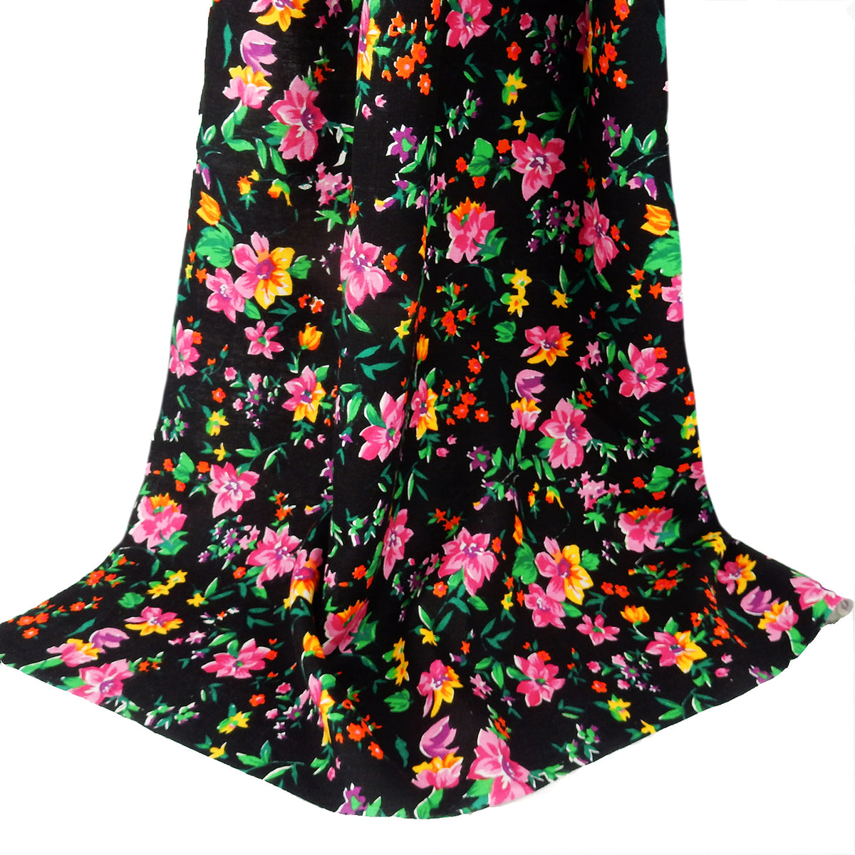 Premium 100% European Linen Floral Print Fabric ALLF1-940 Black