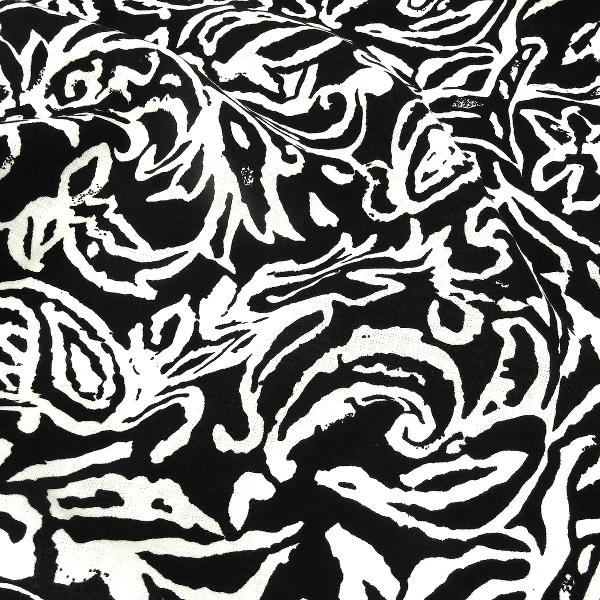 Premium 100% European Linen Modern Tropical Print Fabric - ALLF1-968  Black & White