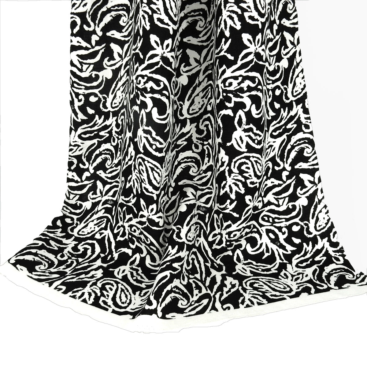 Premium 100% European Linen Modern Tropical Print Fabric - ALLF1-968  Black & White