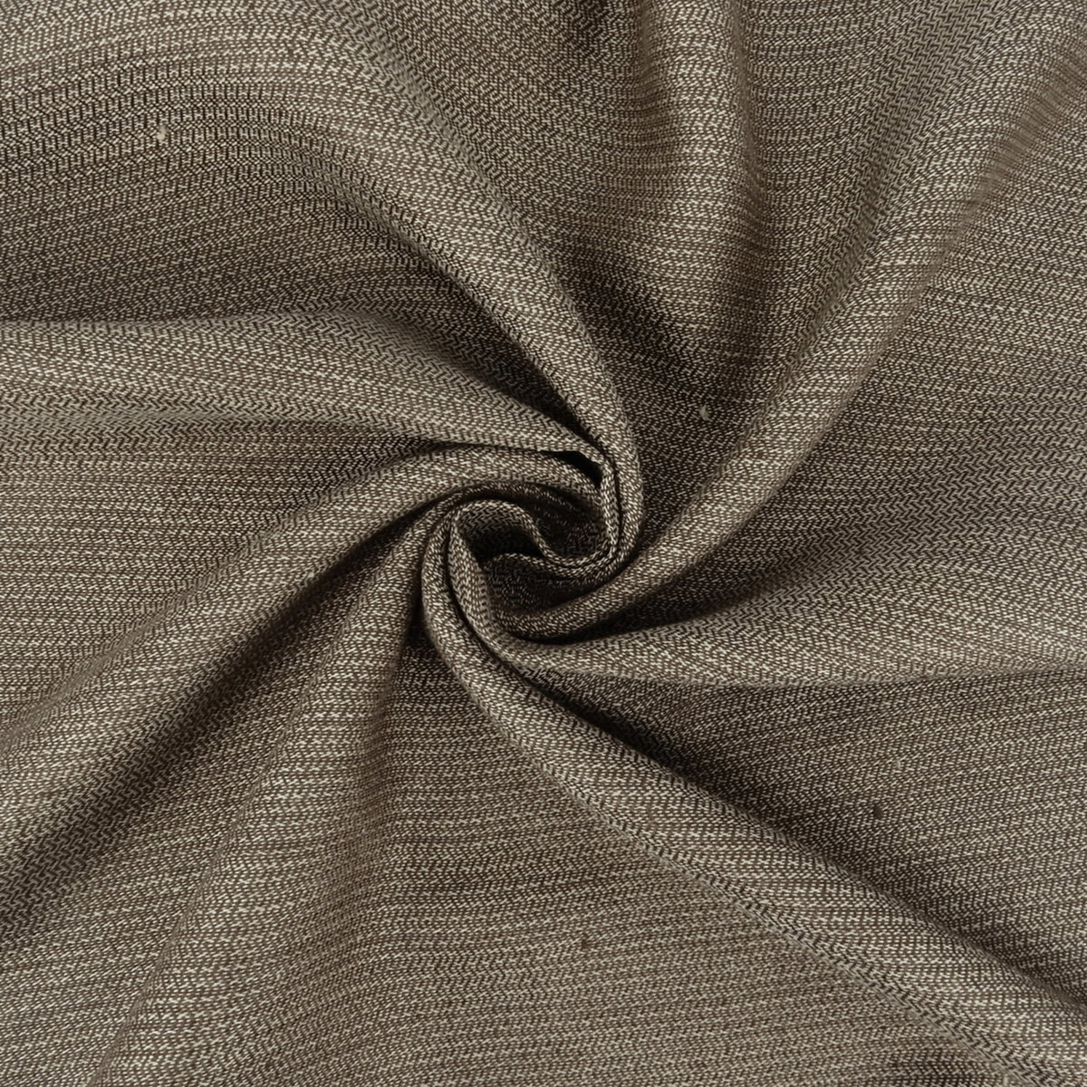 Premium 100% European Linen Yarn Dyed Herringbone Stripe Fabric. Sandalwood & Beige. apparel & high end home decor. shown swirled