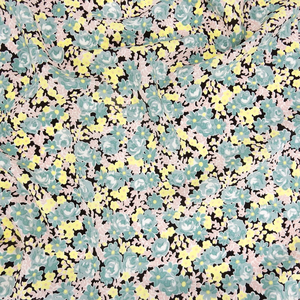 Premium Petite Floral 100% Rayon Challis Fabric CLF1-897 Moss Green