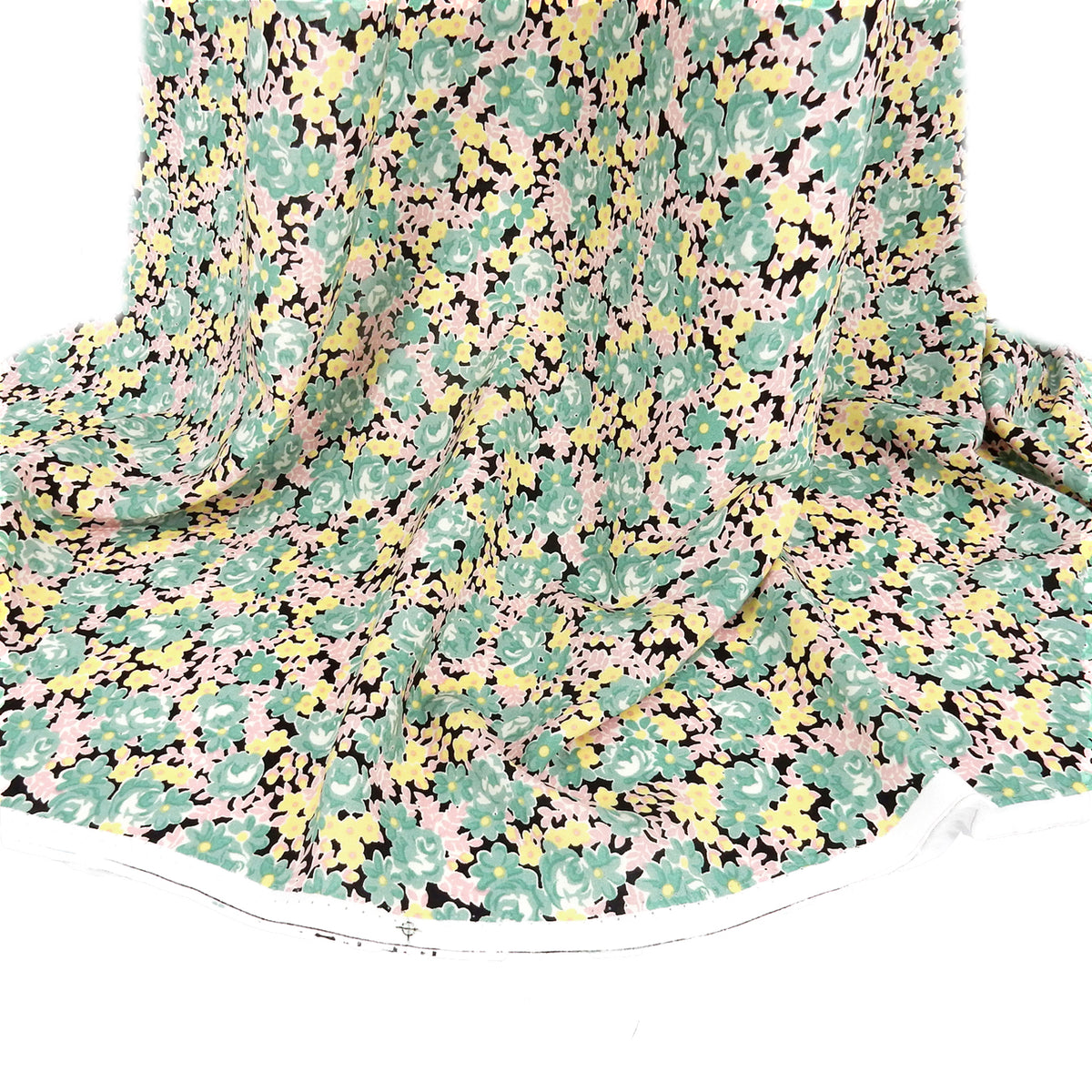 Premium Petite Floral 100% Rayon Challis Fabric CLF1-897 Moss Green