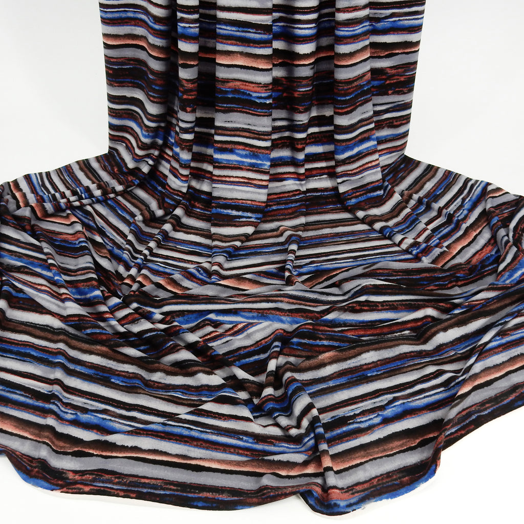 ITY Jersey Knit Fabric 310 Stripe Coral/Fuschia/Gray