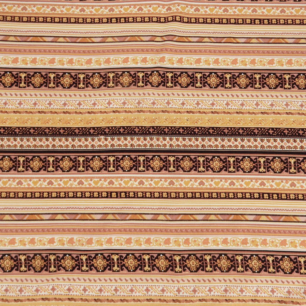 Dusty Gold Geo Stripe Harmony Linen-Rayon Fabric 299