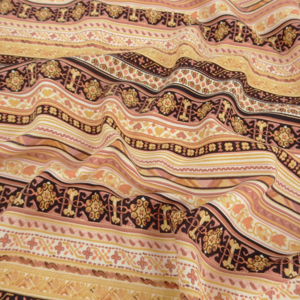 Dusty Gold Geo Stripe Harmony Linen-Rayon Fabric 299