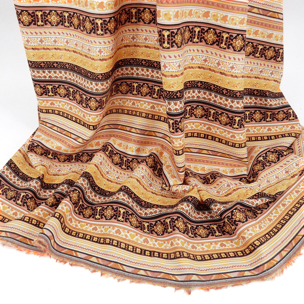 Dusty Gold Geo Stripe Harmony Linen-Rayon Fabric 299