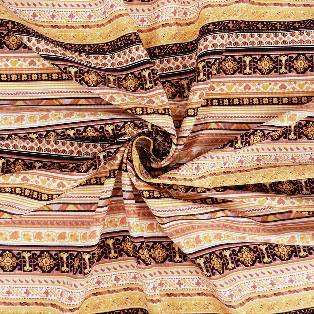 Dusty Gold Geo Stripe Harmony Linen-Rayon Fabric 299