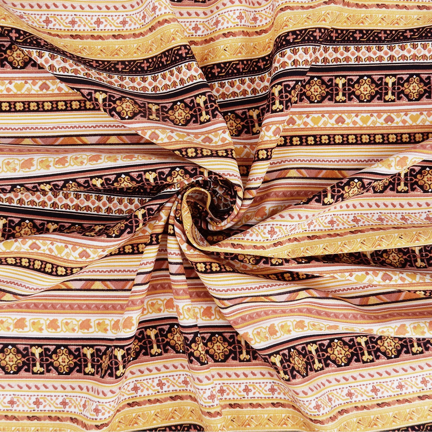 Dusty Gold Geo Stripe Harmony Linen-Rayon Fabric 299
