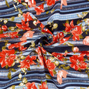 Navy Blue Geo Stripe Harmony Linen-Rayon Fabric 303