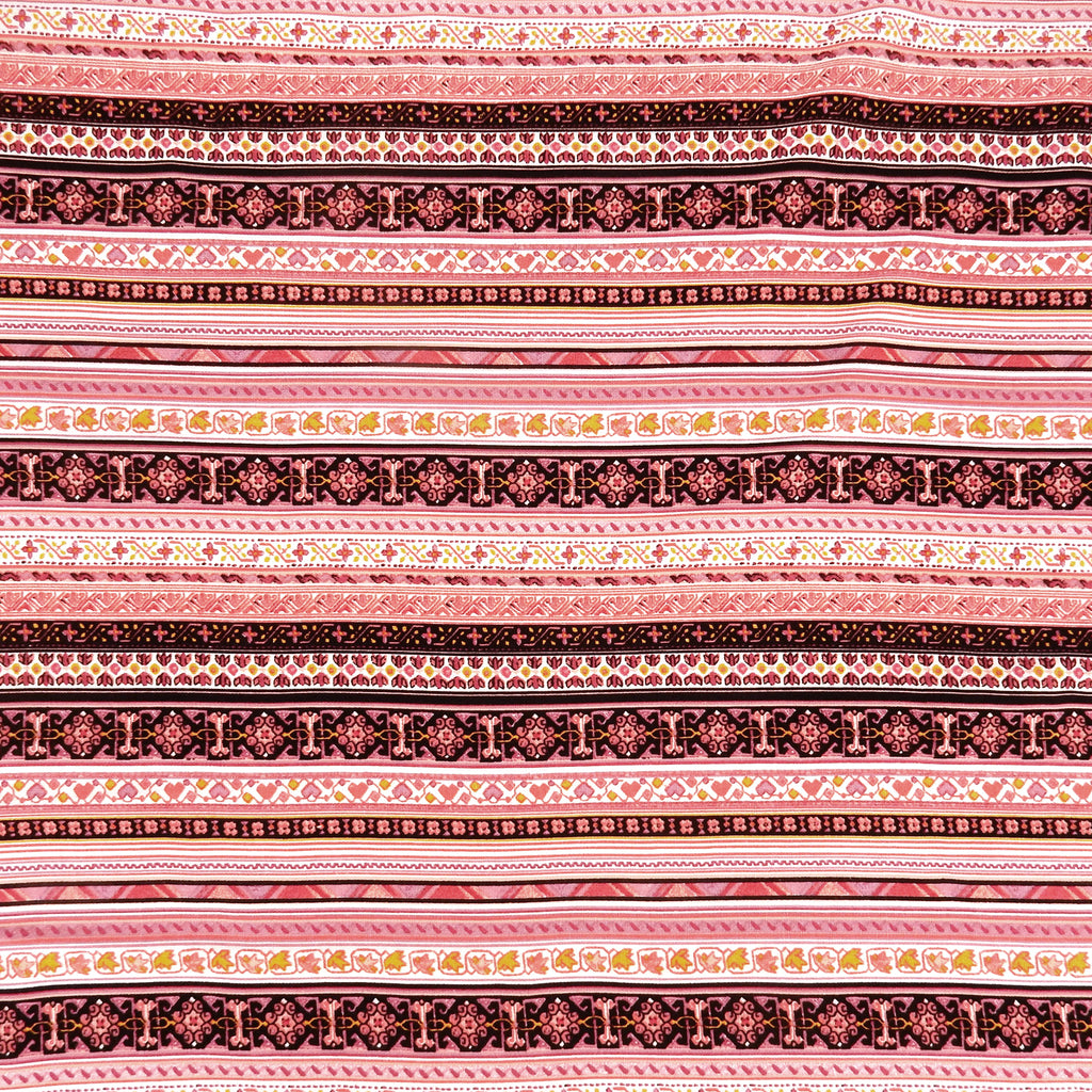 Dusty Rose Geo Stripe Harmony Linen-Rayon Fabric 305
