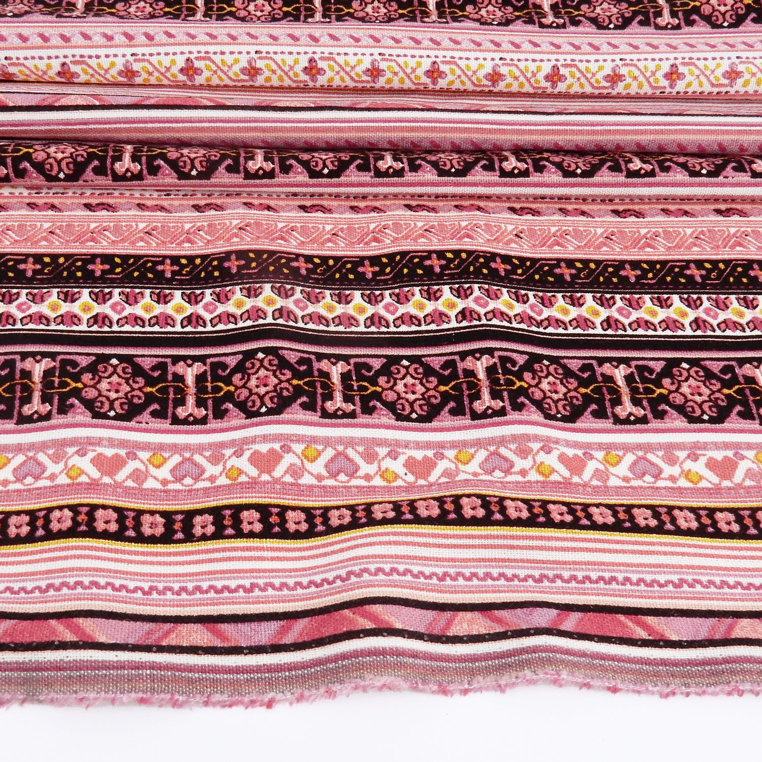 Dusty Rose Geo Stripe Harmony Linen-Rayon Fabric 305