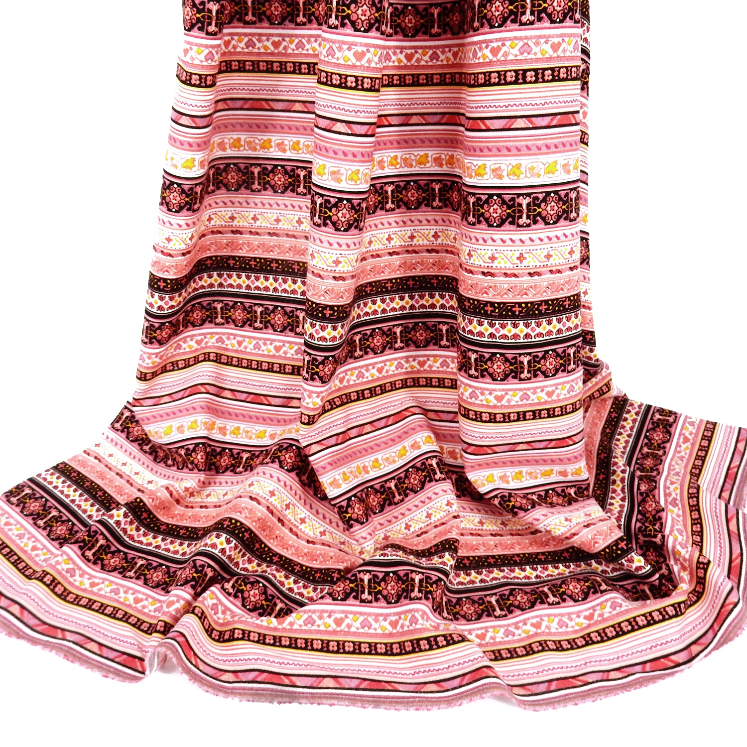 Dusty Rose Geo Stripe Harmony Linen-Rayon Fabric 305
