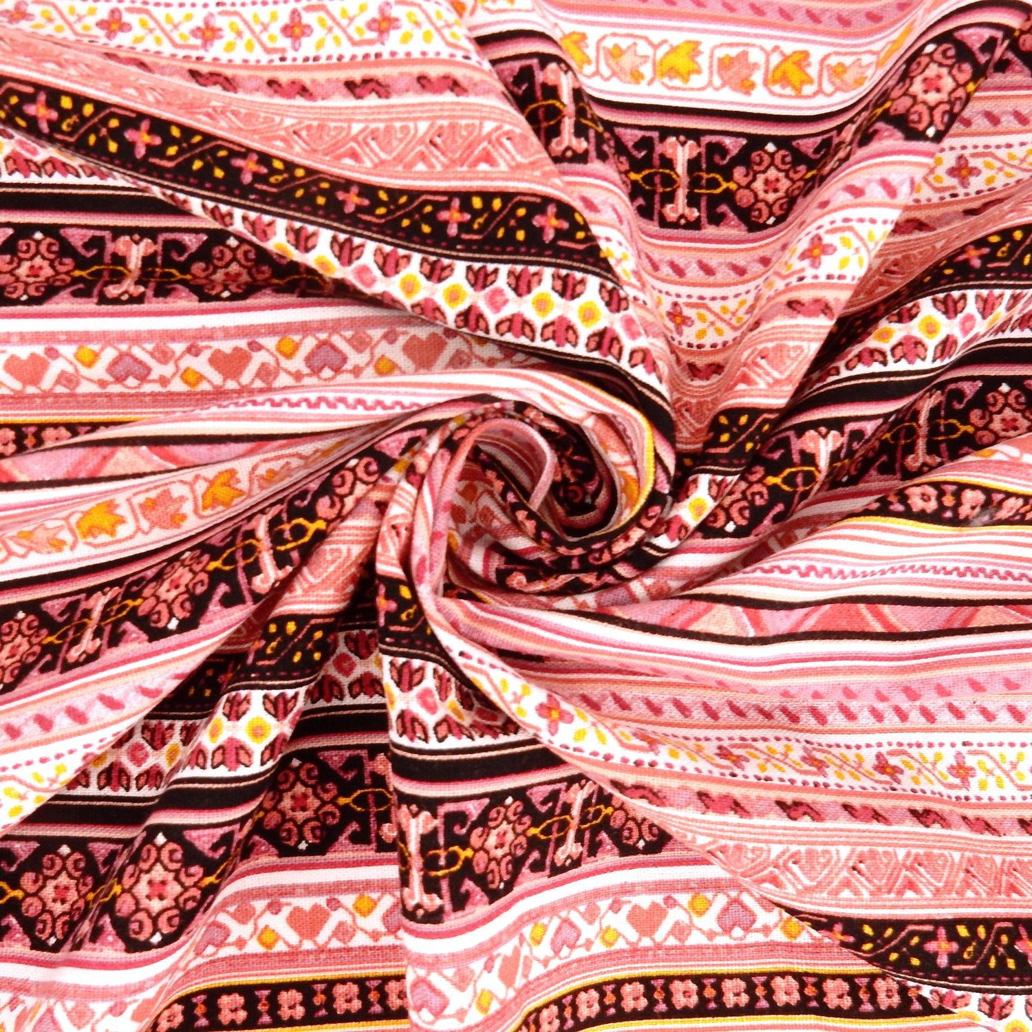 Dusty Rose Geo Stripe Harmony Linen-Rayon Fabric 305