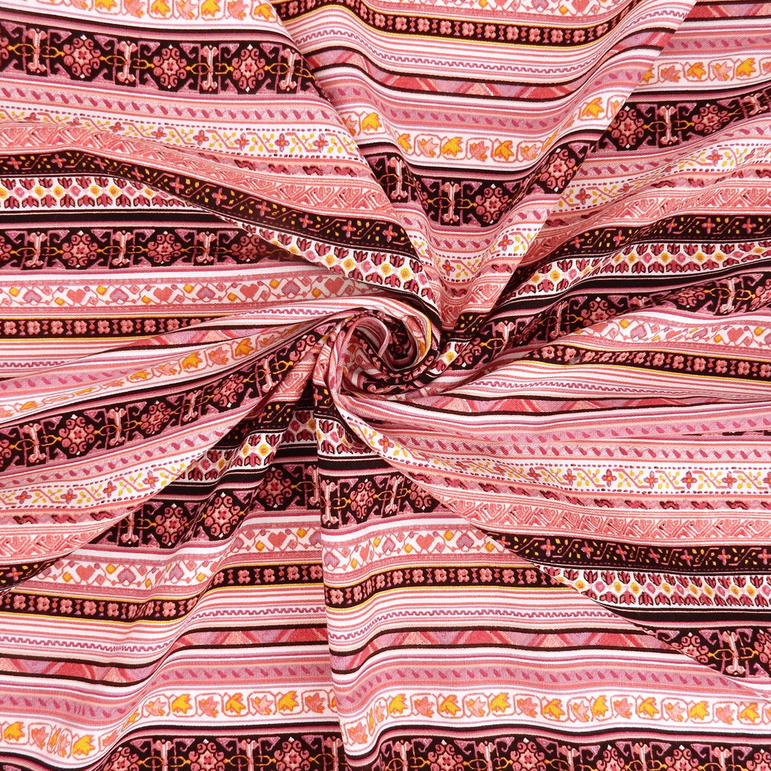 Dusty Rose Geo Stripe Harmony Linen-Rayon Fabric 305