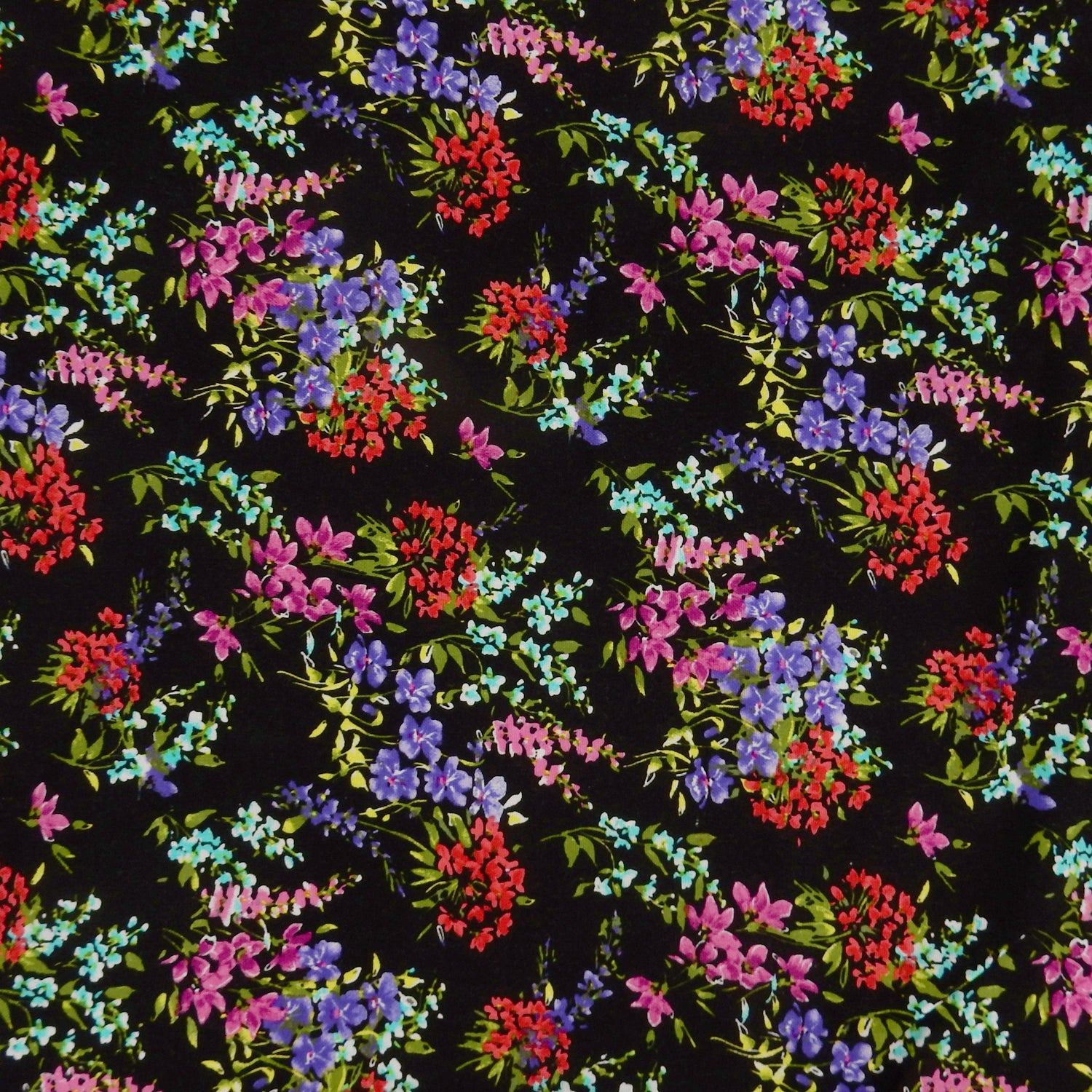 Noir Blossom Bouquet Linen-Rayon Fabric 304