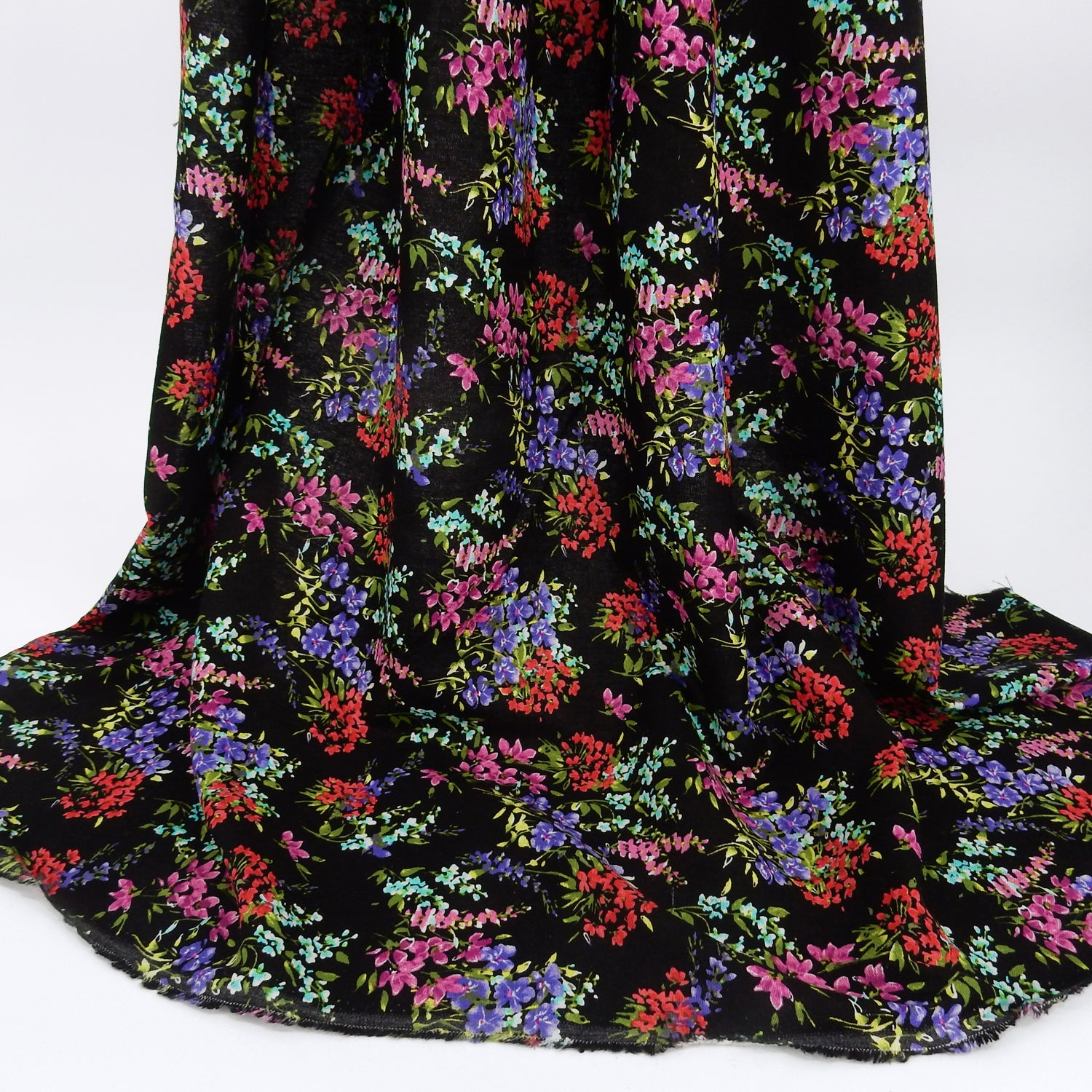 Noir Blossom Bouquet Linen-Rayon Fabric 304