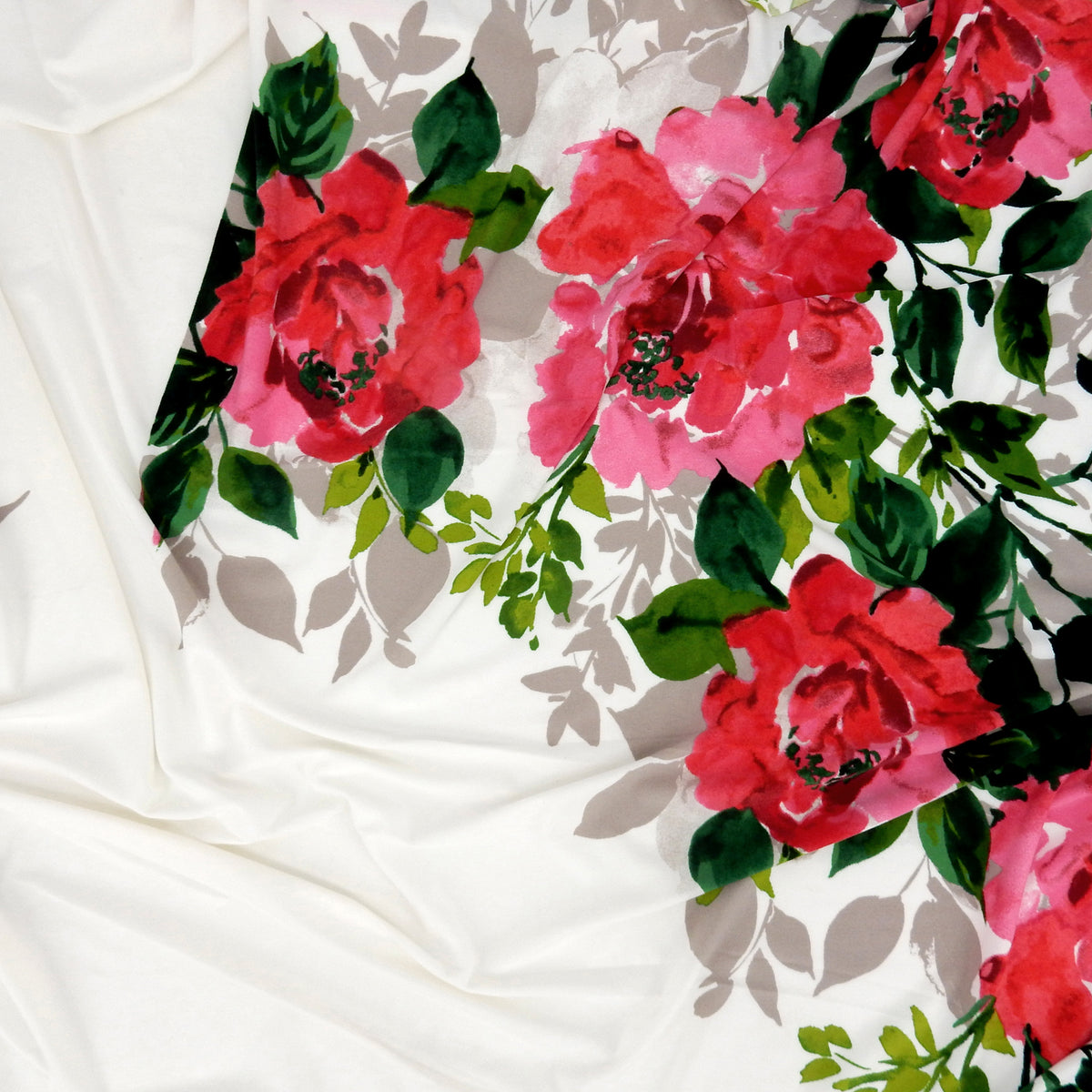 Silky Smooth Dress Weight Couture Rose Print Fabric - CLF1-846 Rose