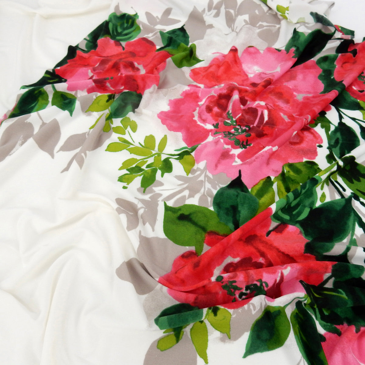 Silky Smooth Dress Weight Couture Rose Print Fabric - CLF1-846 Rose