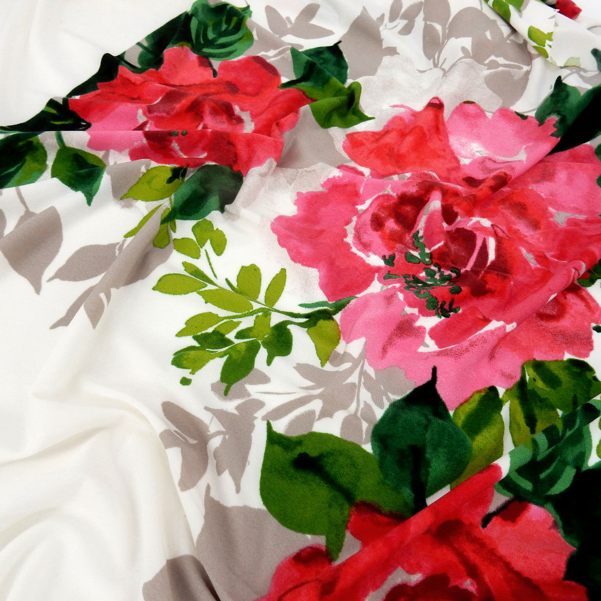Silky Smooth Dress Weight Couture Rose Print Fabric - CLF1-846 Rose