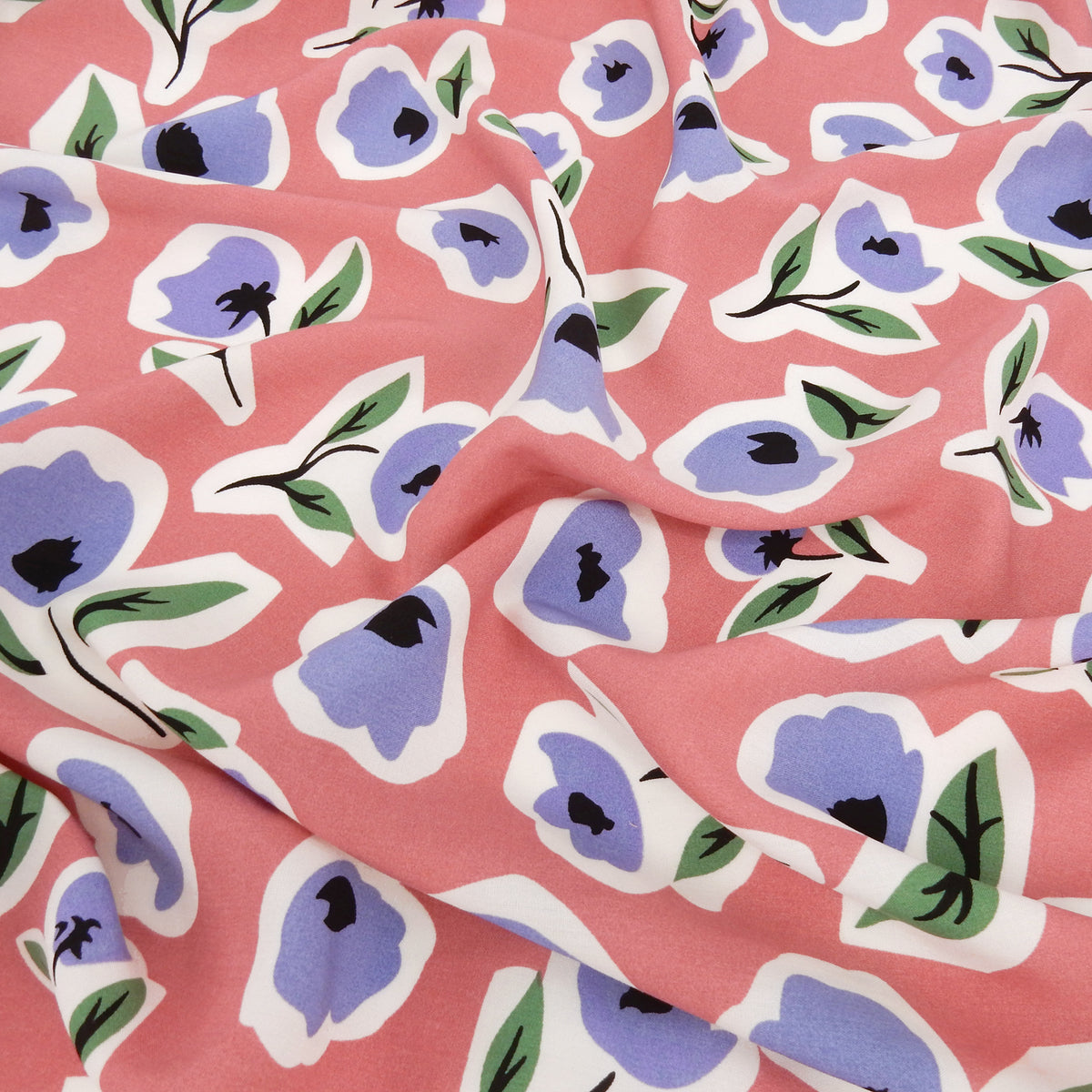 Soft Floral Premium 100% Rayon Challis Fabric CLF1-896 Dusty Rose