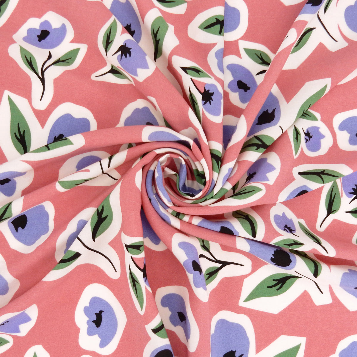 Soft Floral Premium 100% Rayon Challis Fabric CLF1-896 Dusty Rose