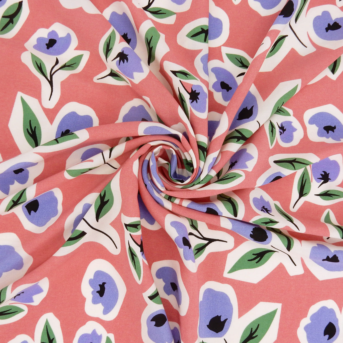 Soft Floral Premium 100% Rayon Challis Fabric CLF1-896 Dusty Rose