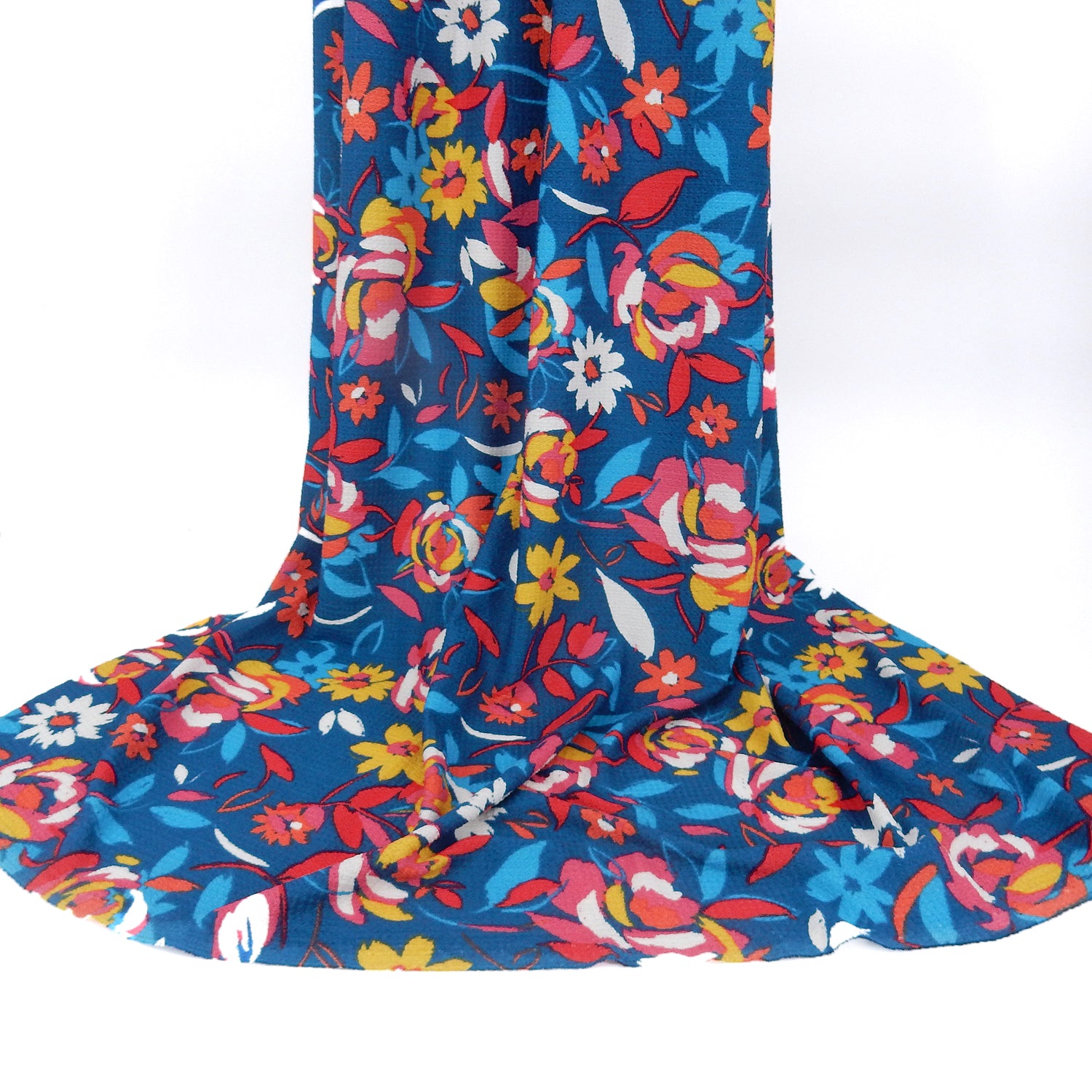 Paisley Textured Zigzag Jacquard Stretch Dress Fabric- CLF1-845 Blue