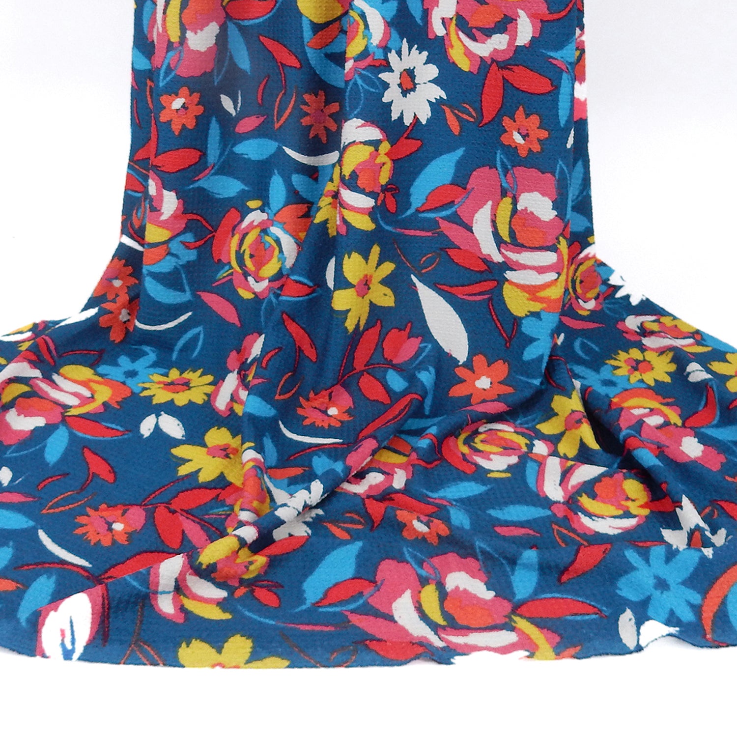 Paisley Textured Zigzag Jacquard Stretch Dress Fabric- CLF1-845 Blue