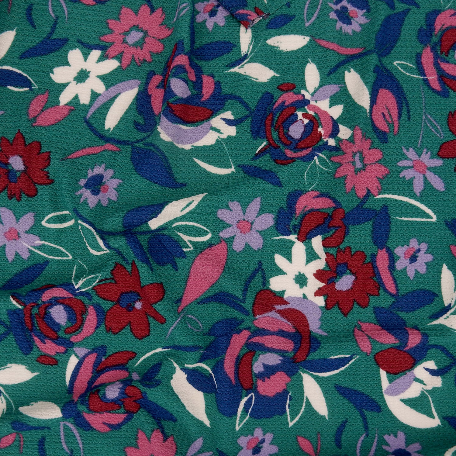 Floral Textured Zigzag Jacquard Stretch Dress Fabric- CLF1-848 Teal