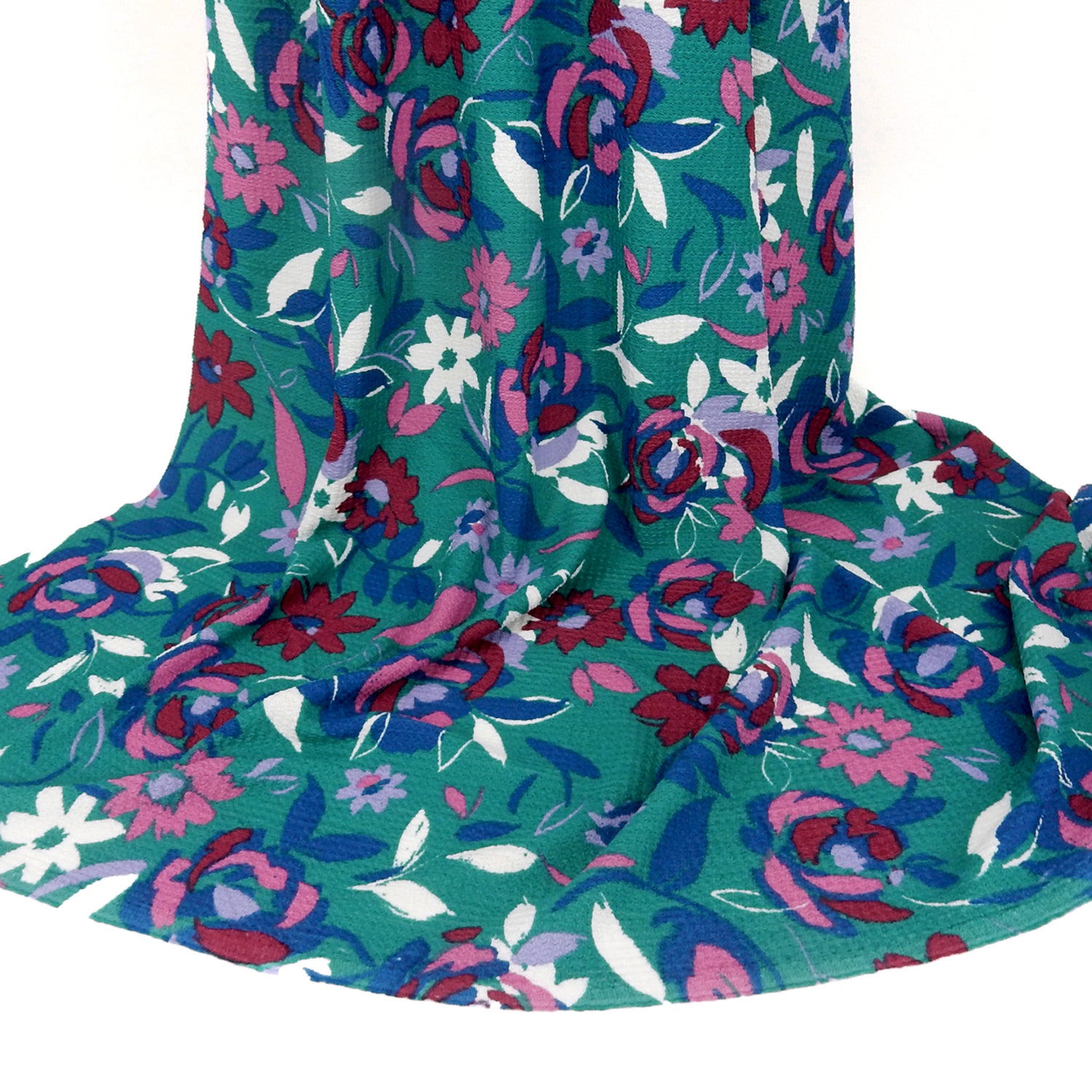 Floral Textured Zigzag Jacquard Stretch Dress Fabric- CLF1-848 Teal