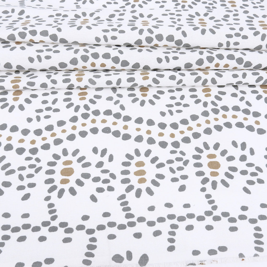 White Artisanal Dot Printed 7-Ounce Cotton Duck Fabric 301