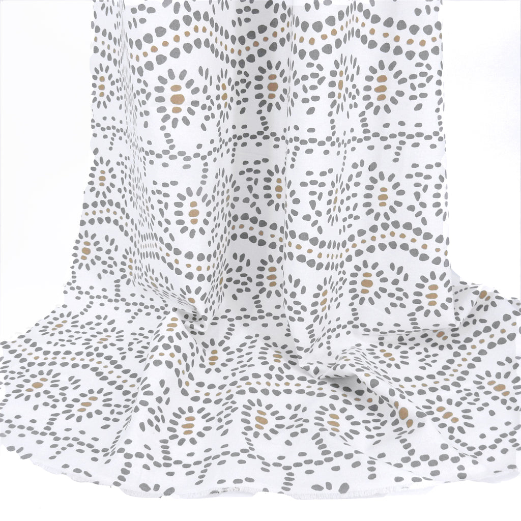 White Artisanal Dot Printed 7-Ounce Cotton Duck Fabric 301